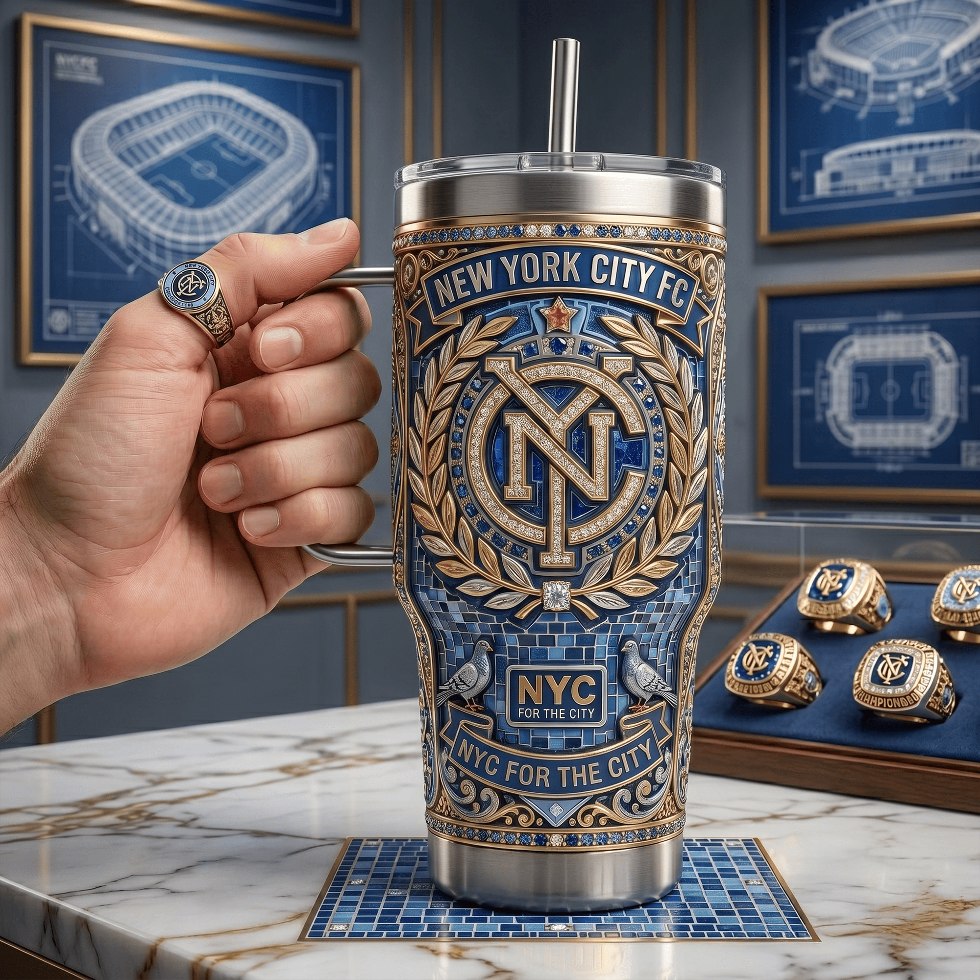 NYCF 40oz Tumbler With Handle LNTH