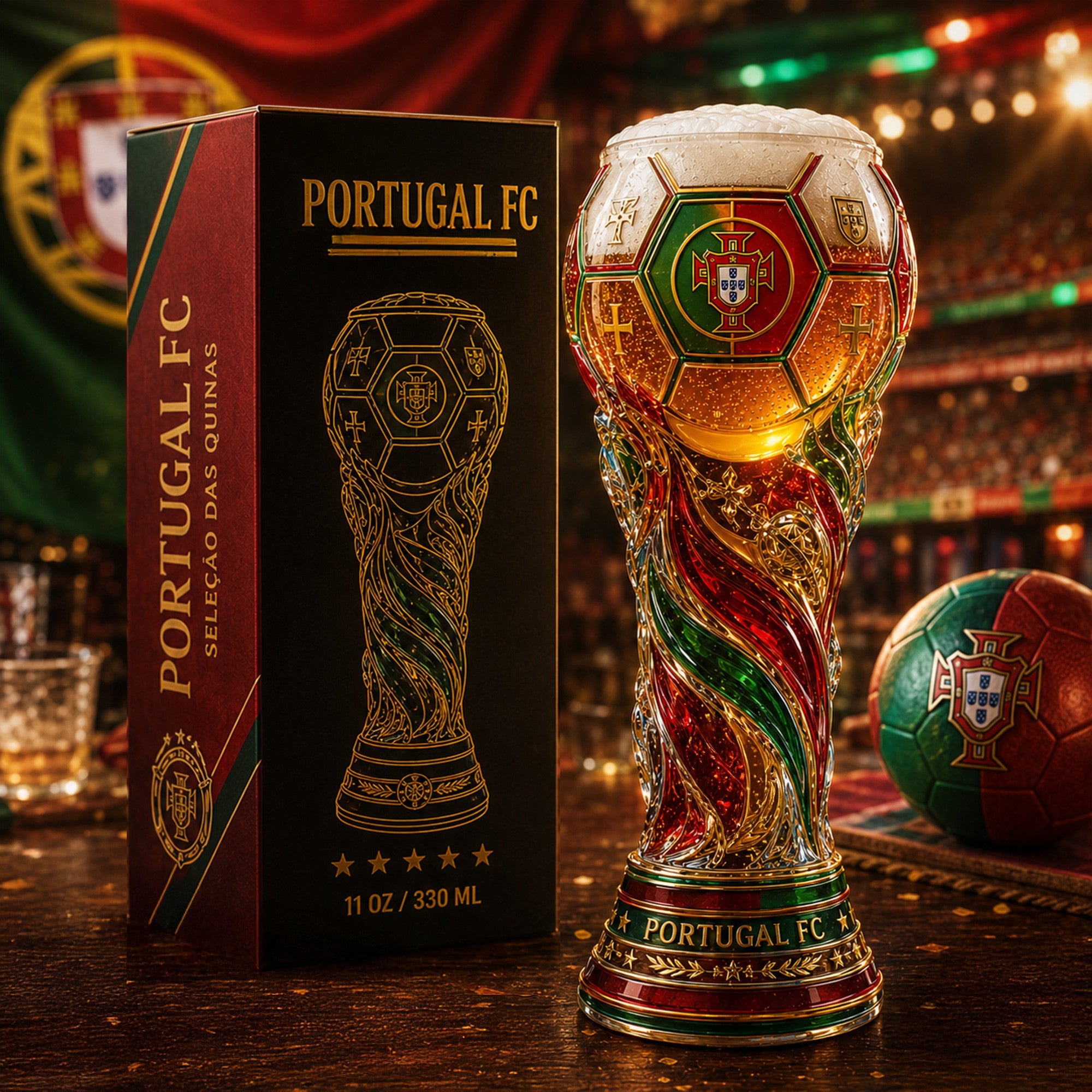 Premium POR Soccer Trophy Beer Glass TNSM