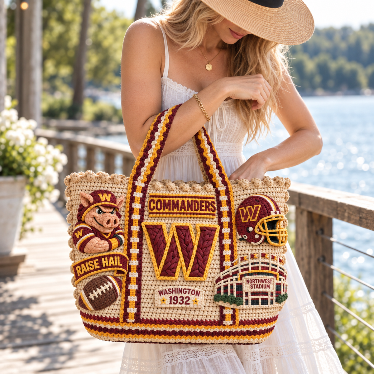 WCD Straw-Style Embellished Tote Bag NTKO
