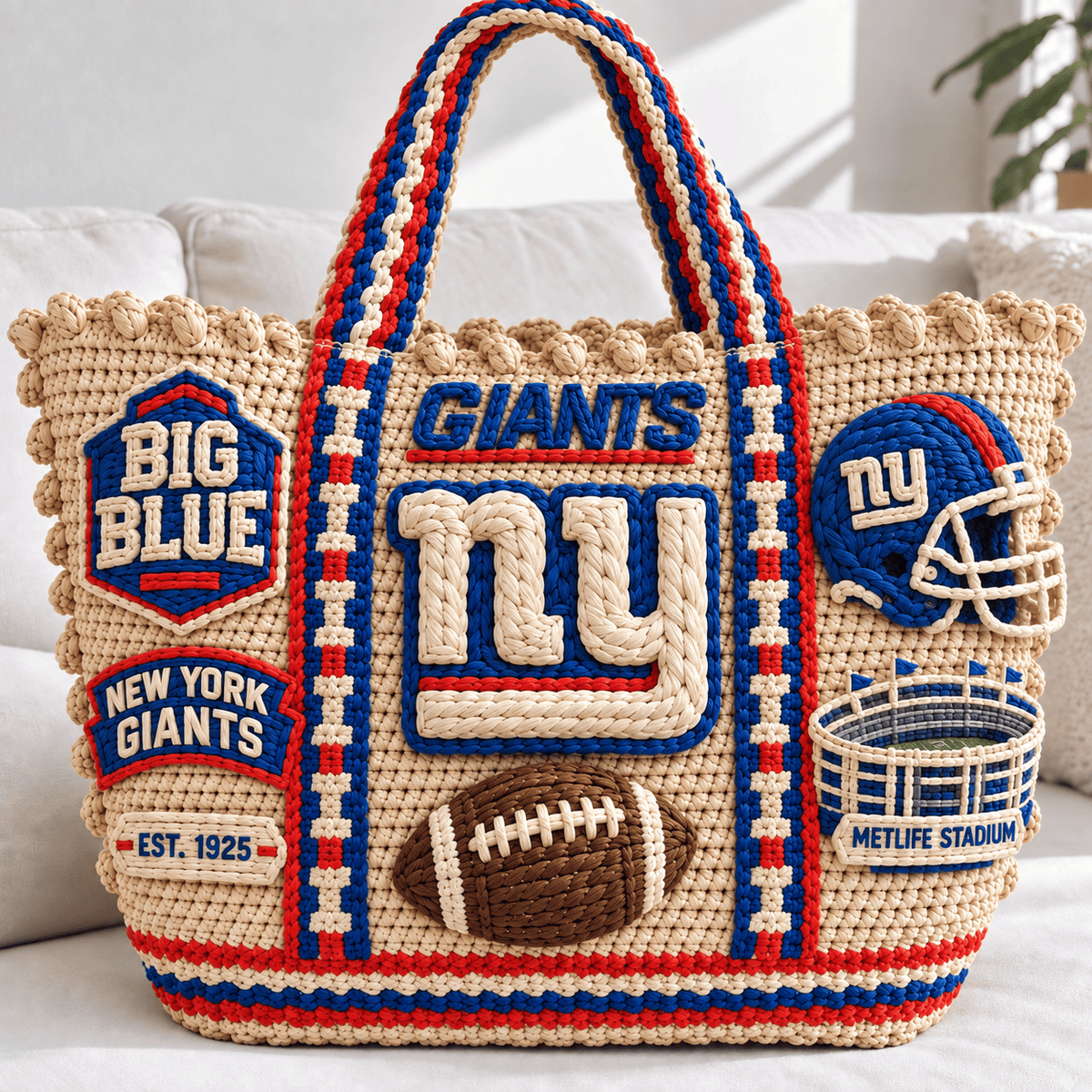 NYG Straw-Style Embellished Tote Bag NTKO