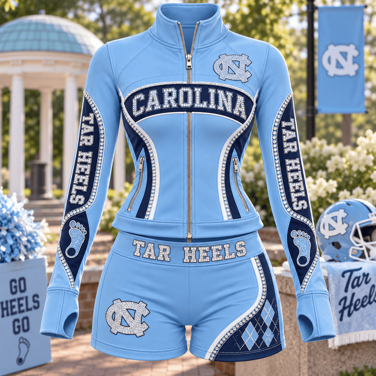 UNC Women’s Zip-Up Jacket & Shorts Set NTKO