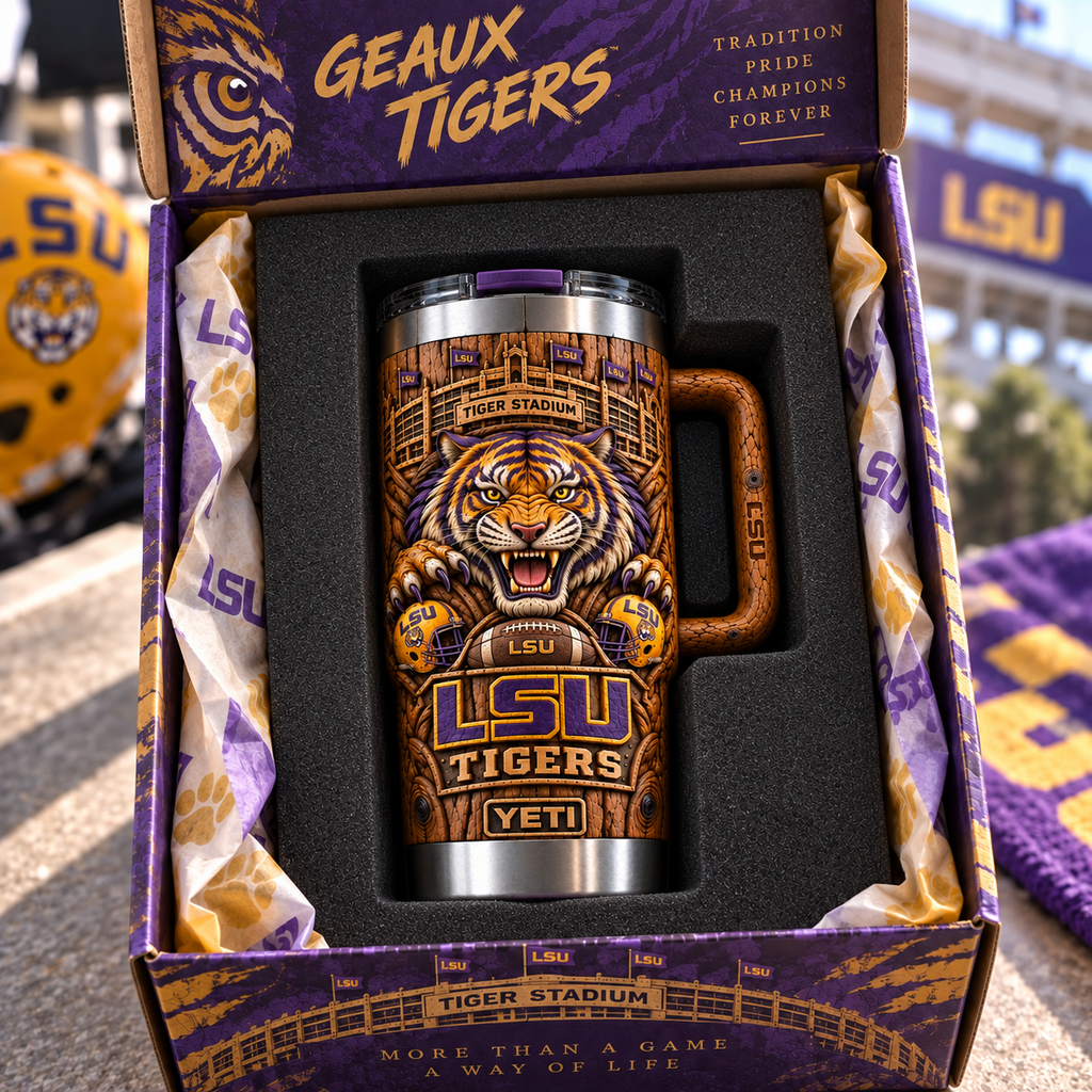 LSU 40oz Woodgrain Relief Tumbler NTTB