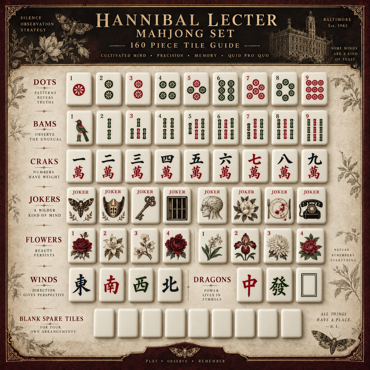 Premium HLBL Mahjong Tiles Set TNSM