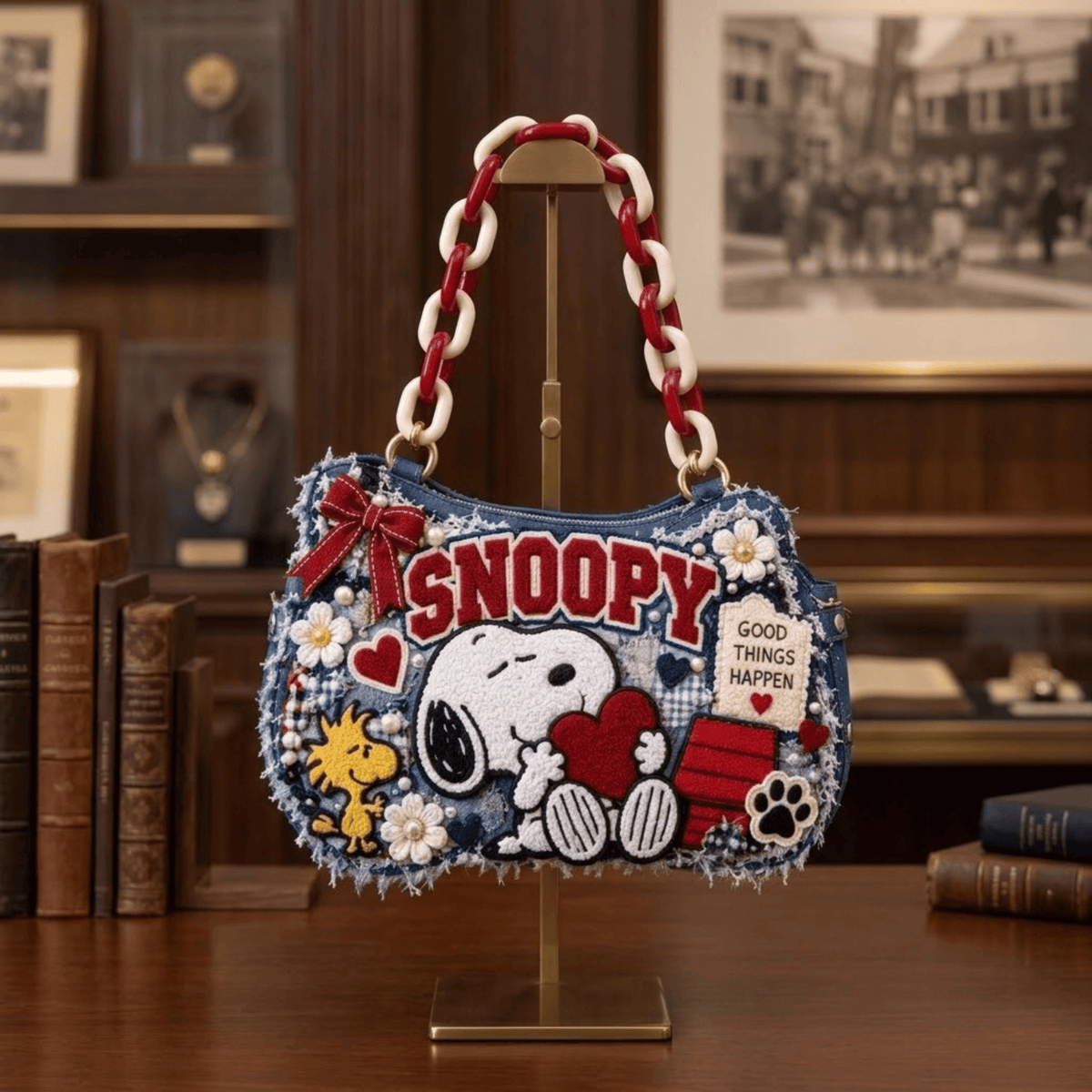 SNPY Sculptural Embroidered Denim Handbag NTKO
