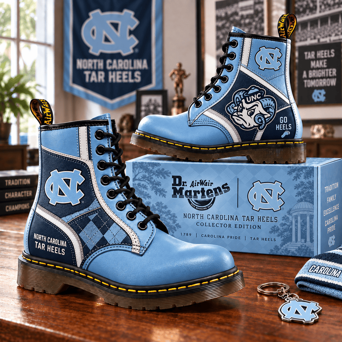 UNC Premium Leather Lace-Up Boots LNTH
